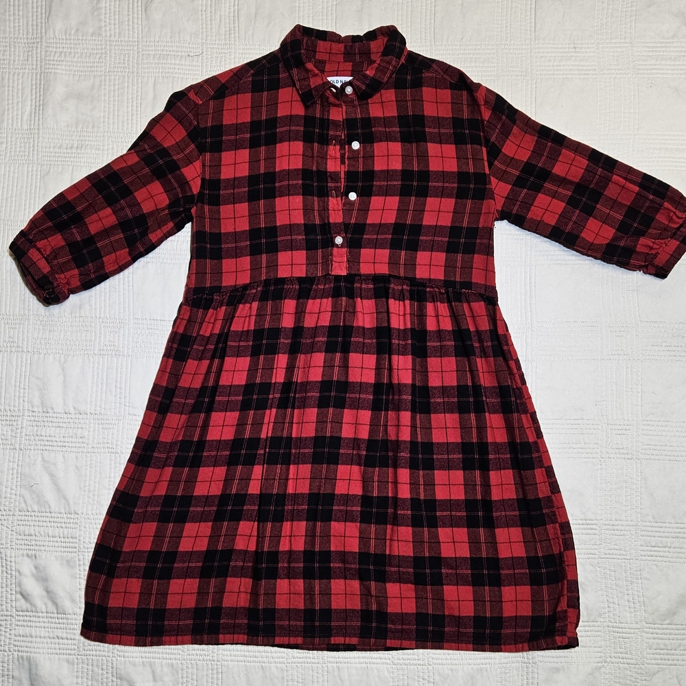 Old Navy Big Girls Red and Black Plaid Dress